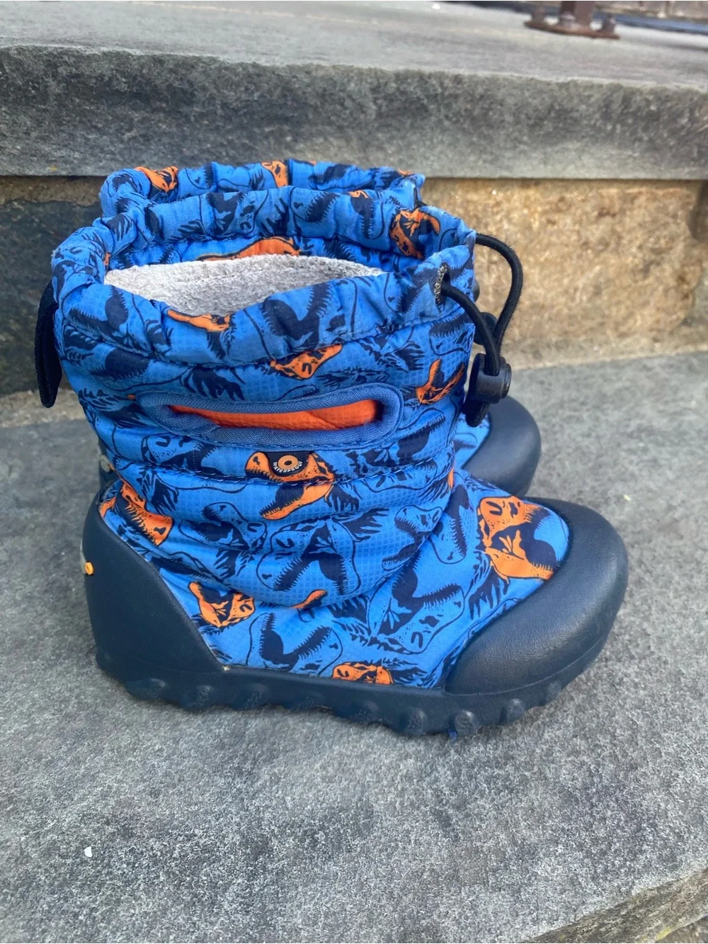 Bogs Kids Blue & Orange Dino Snow Boots